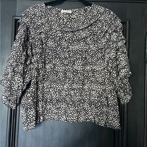 Ulla Johnson Black and White Textured Blouse